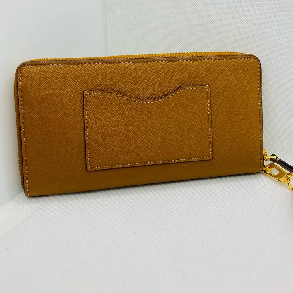 NEW! Tory Burch Emerson Moose Brown Leather Zip Continental Wallet
